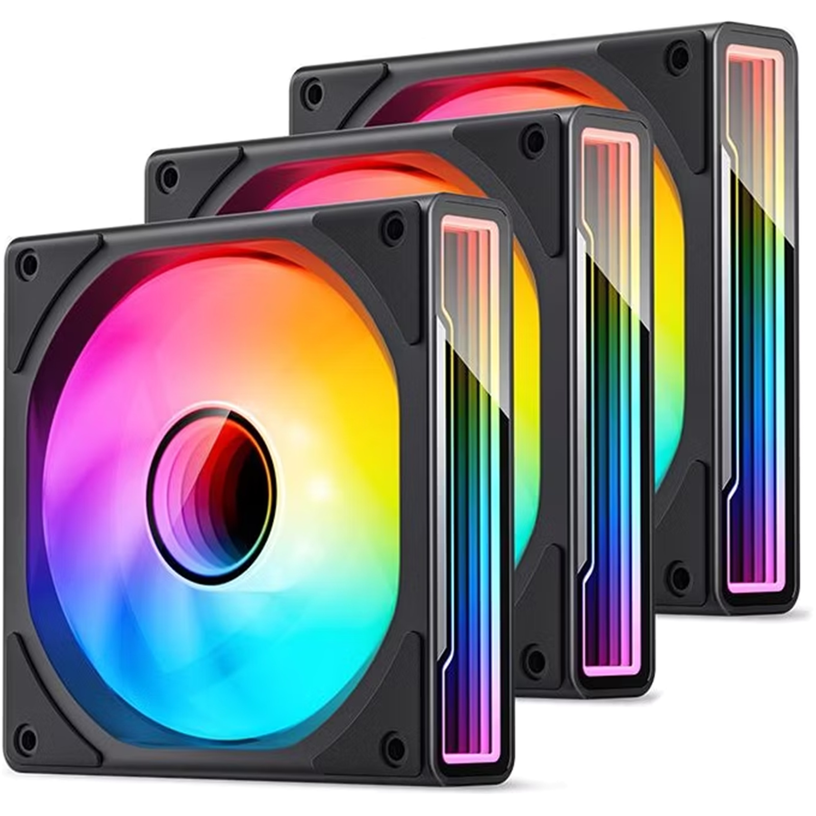 Jonsbo ZK-120 ARGB Infinity Mirror 120mm Case Cooling Fan Wire-Free Splicing Connection 3 Pack - Black